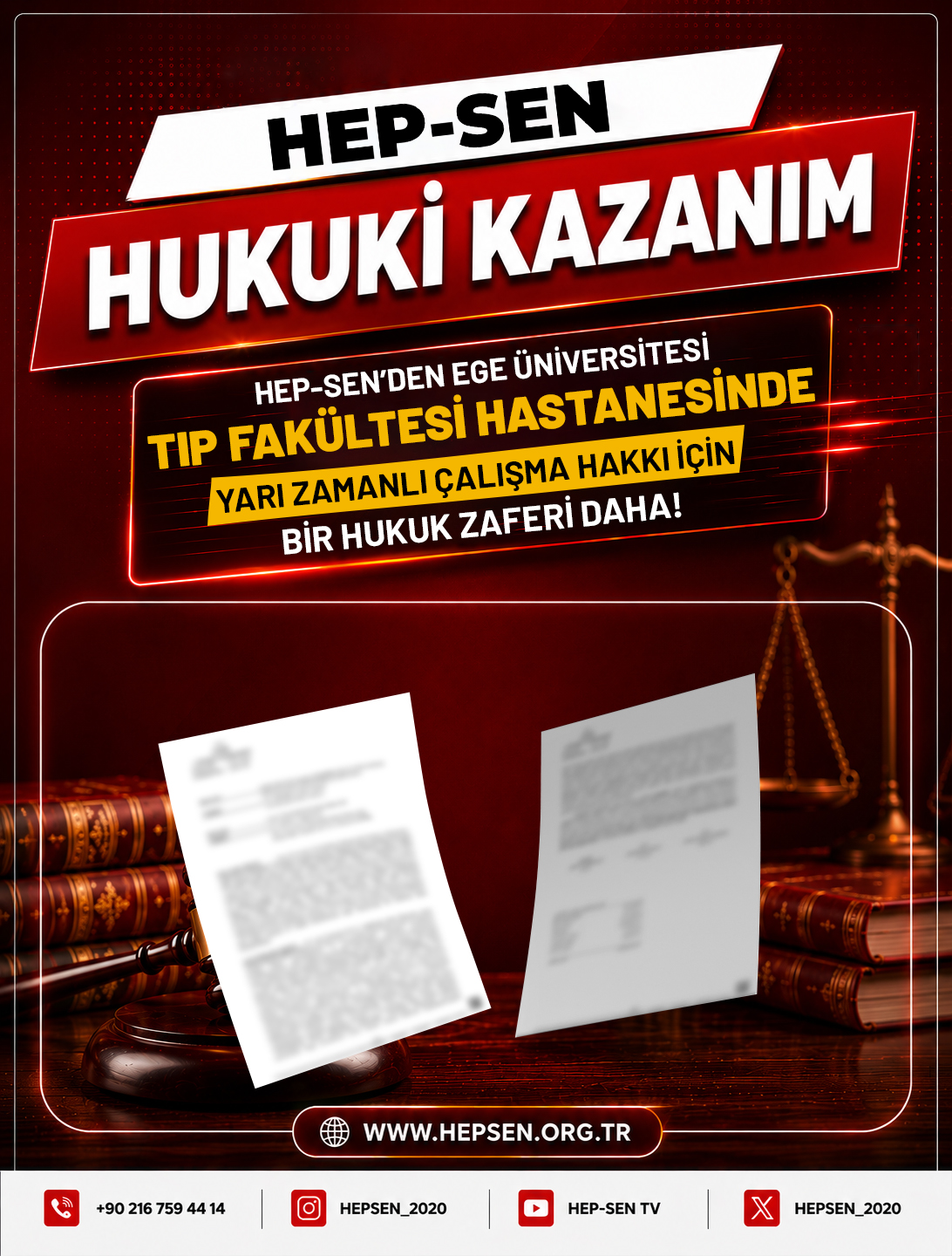 HEP-SEN'den Ege Üniversitesi Tıp Fakültesi Hastanesinde Yarı Zamanlı Çalışma Hakkı İçin Bir Hukuk Zaferi Daha!